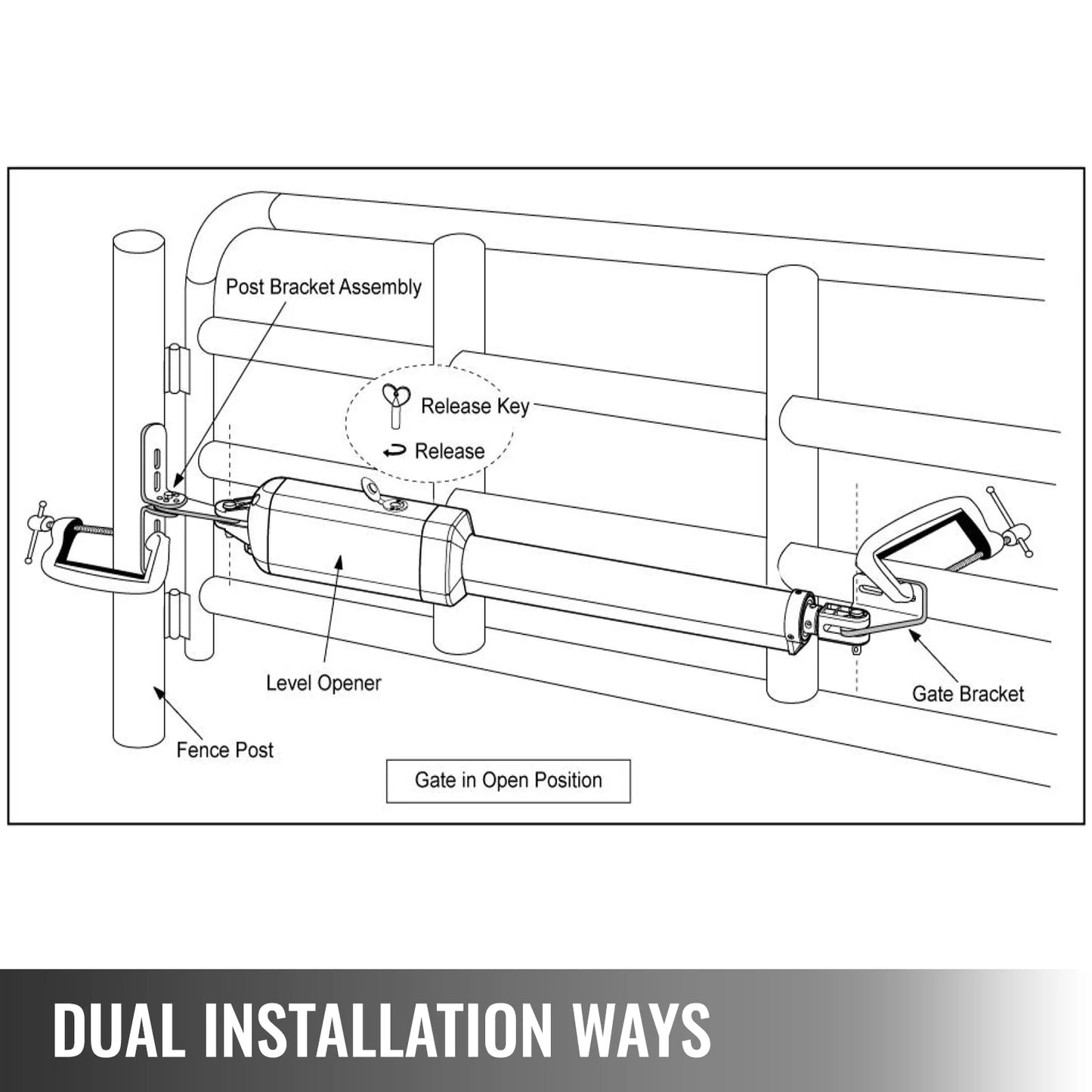 VEVOR Dual Swing Gate Opener Kit 2PCs Heavy Duty 660lbs