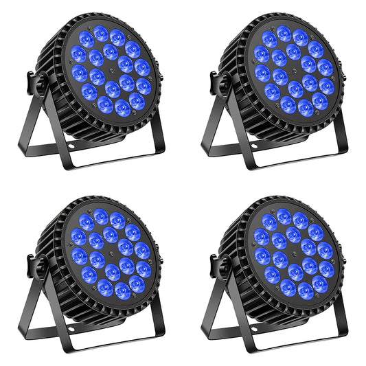 U'King 4PCS 200W LED Par Light DMX512 18x8W RGBW LED Wash Light Effect Flat Light for DJ Disco Party Club Wedding Stage Light
