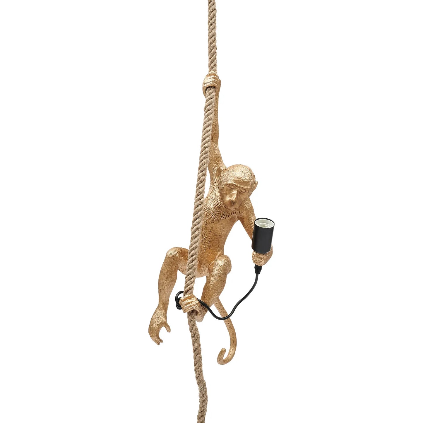 Monkey Pendant Lamp Monkey Shaped Ceiling Lamp Hemp Rope Chandelier Creative Resin Light for Home Office Bedroom Décor