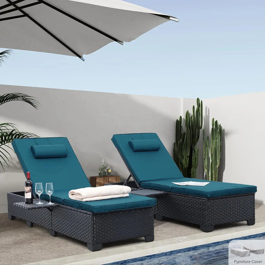 Outdoor Chaise Lounge Chairs for Outside Patio Set of 2