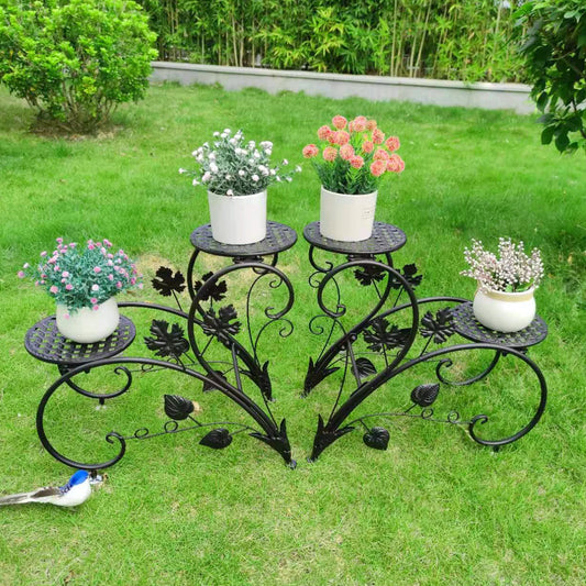 1 Pair of Tall Metal Plant Stands Elegant Iron Flower Pot Holder