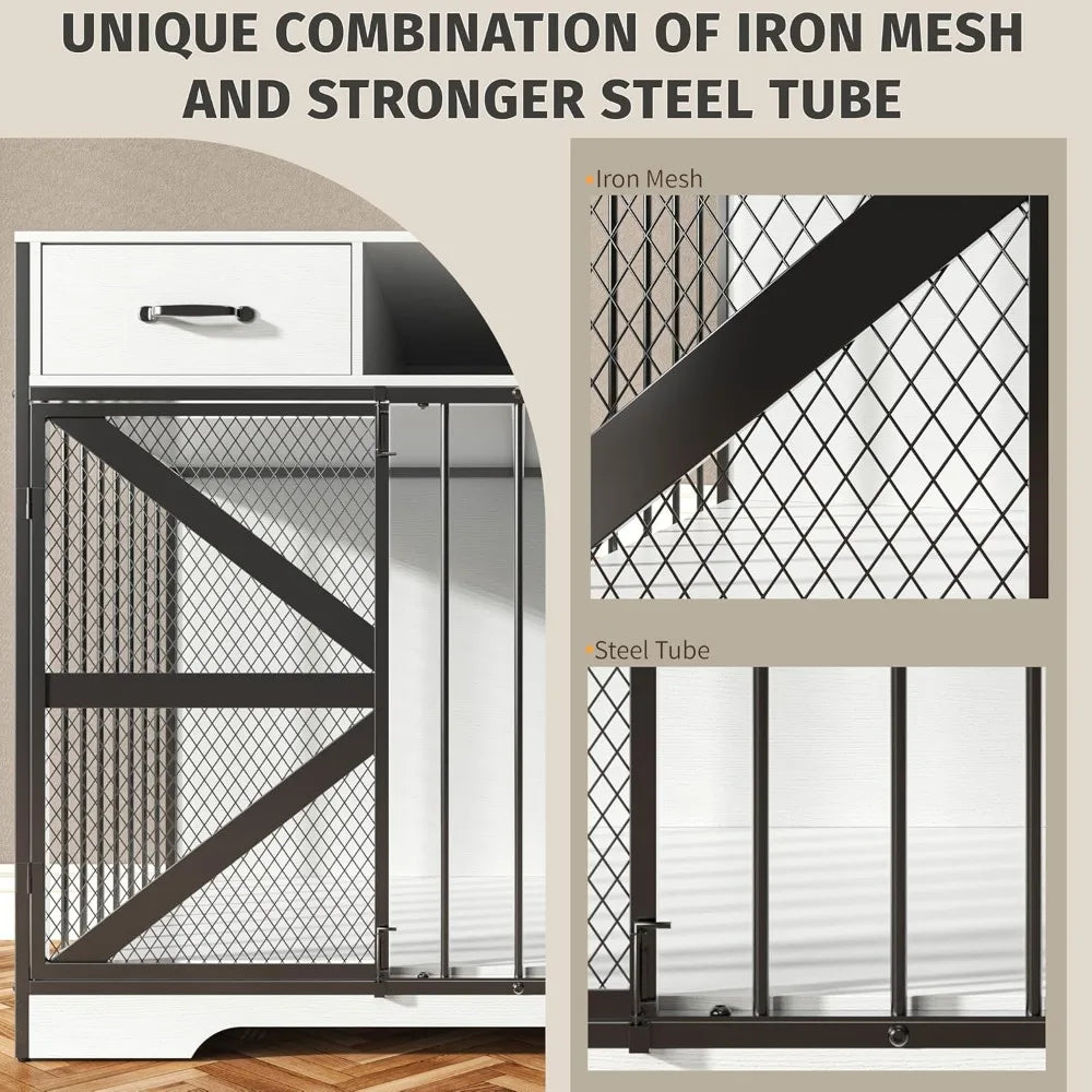 Dog Crate Furniture for Large Indoor Dogs with 2 Drawers
