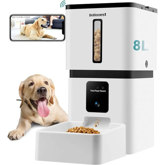 DoHonest Automatic Dog Feeder with Camera 8L Smart Dispenser