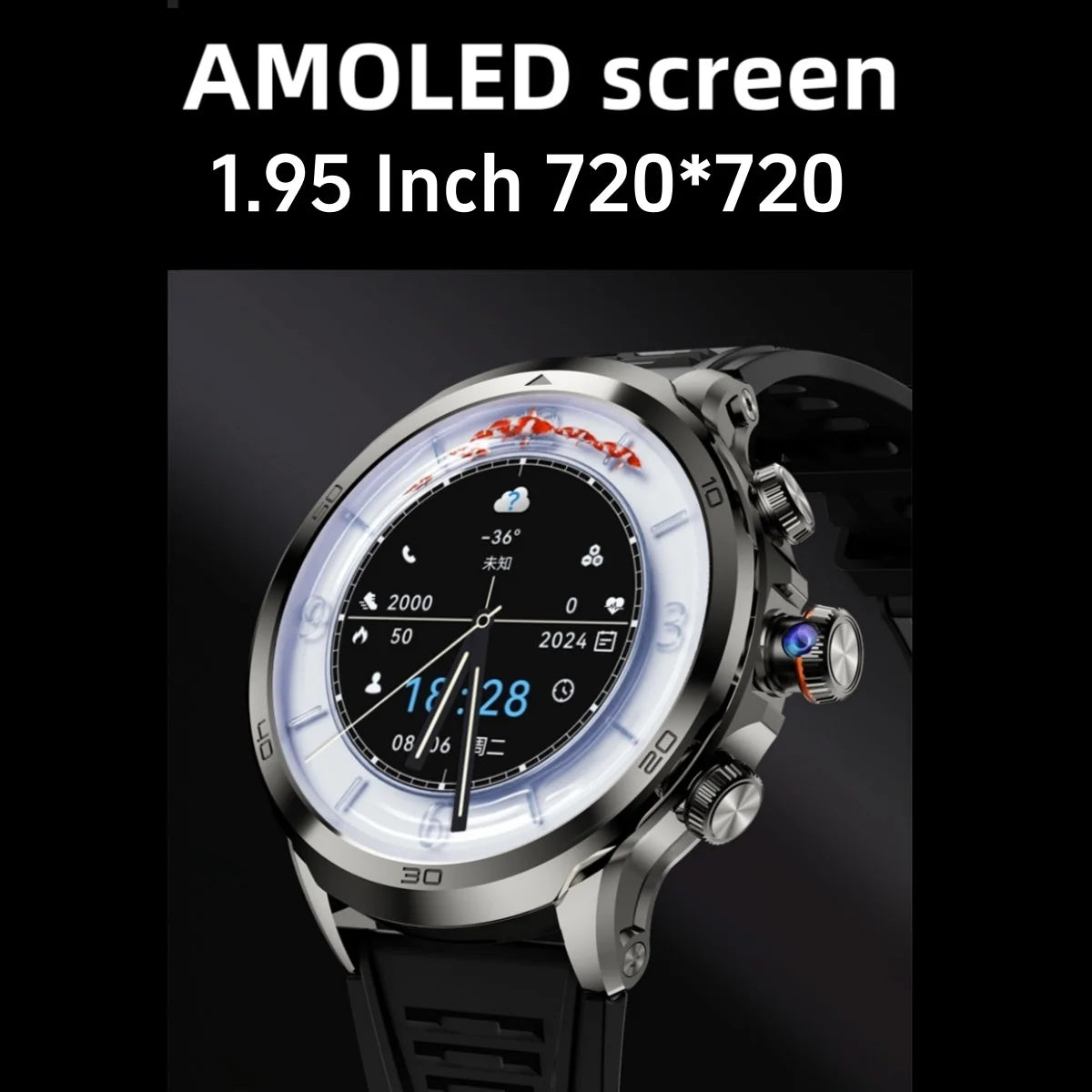 H19 Smart watch 1.95inch Amoled Smartwatch With 190° Rotary Camera NFC GPS WIFI Inset Sim Card Video Calling App Store Download
