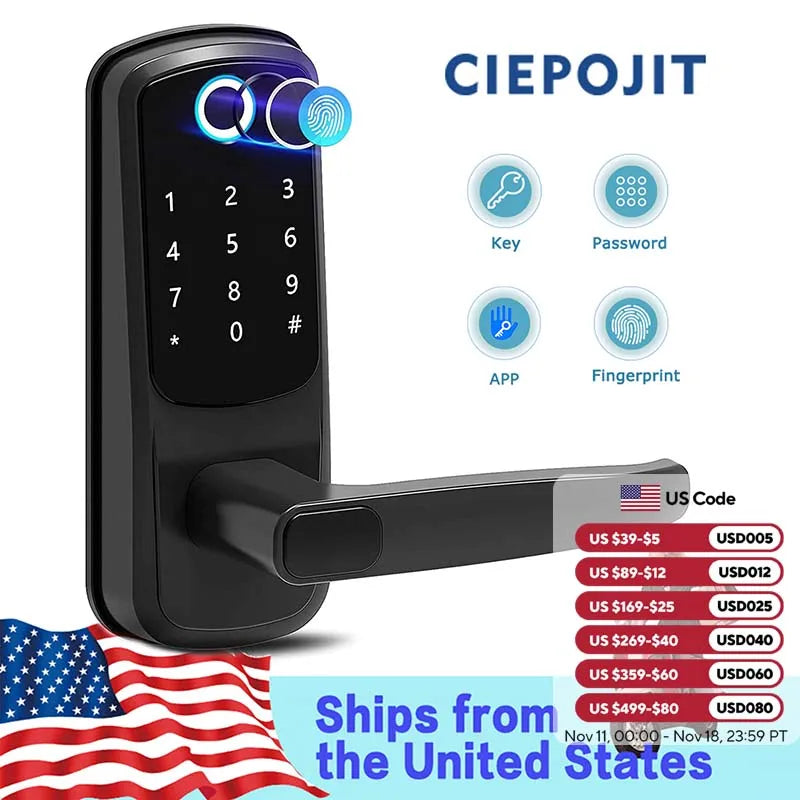 CIEPOJIT Smart Lock 5 In 1 Door Lock Biometric Control