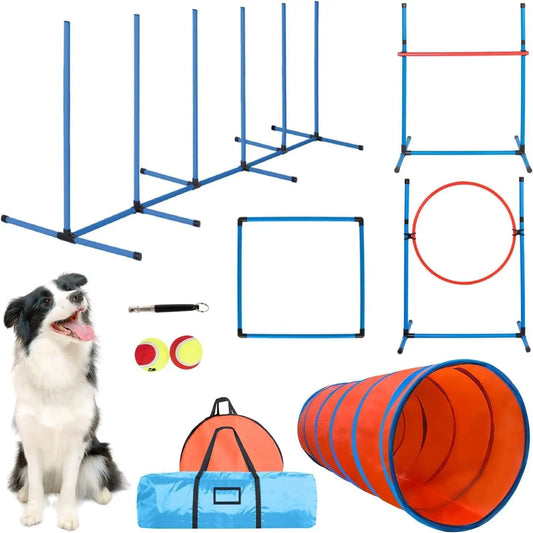 Dog Agility Course Backyard Set Dog Agility Equipment Obstacle Course Backyard Includes Adjustable High Hurdle,6 Weave Poles,