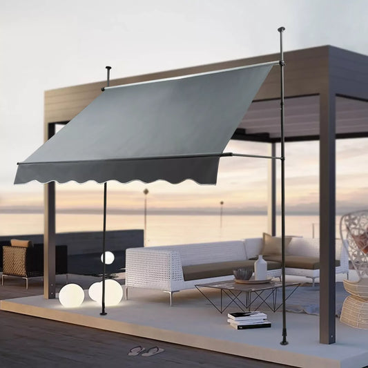 Patio Awning Tarpaulin 49.61*5.91*5.91in Shading Rain Protection Retractable Awning Sunshade Shelter