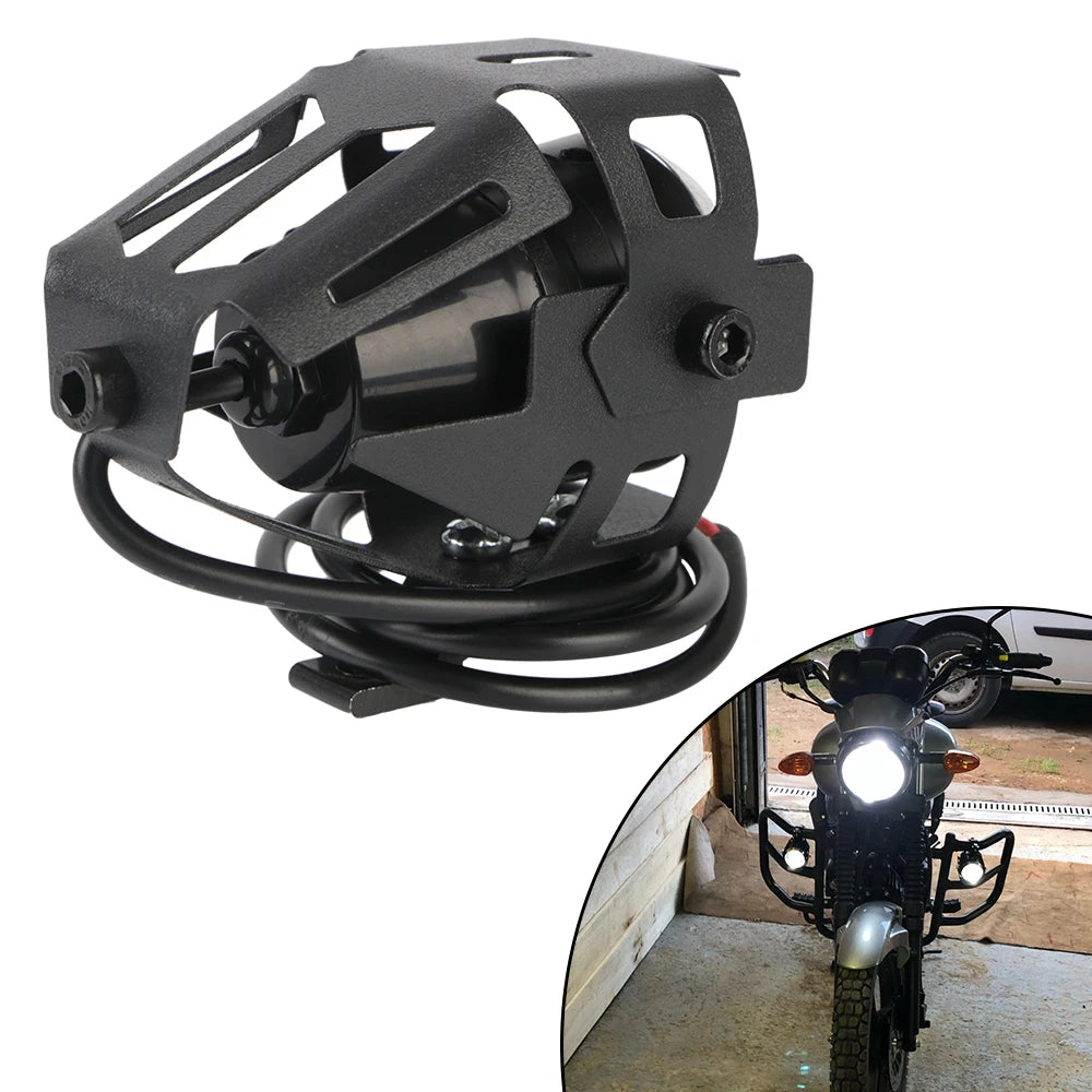 2pcs Motorcycle Headlight Auxiliary Working Lamp Motorbike Spot Fog light LED DRL Spotlights Angel Eye