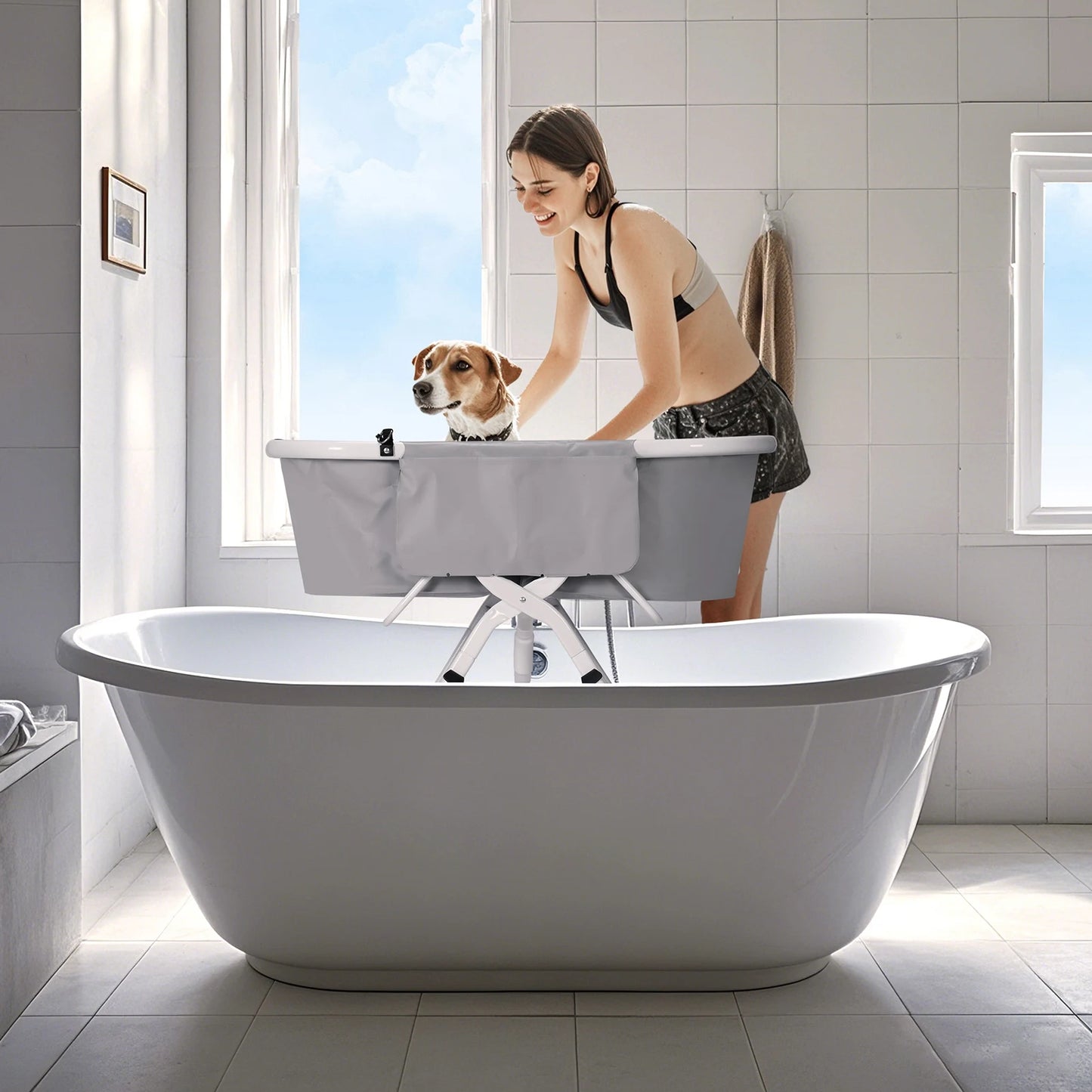 New Portable Pet Bathtub Foldable Elevated Dog Washing Tub