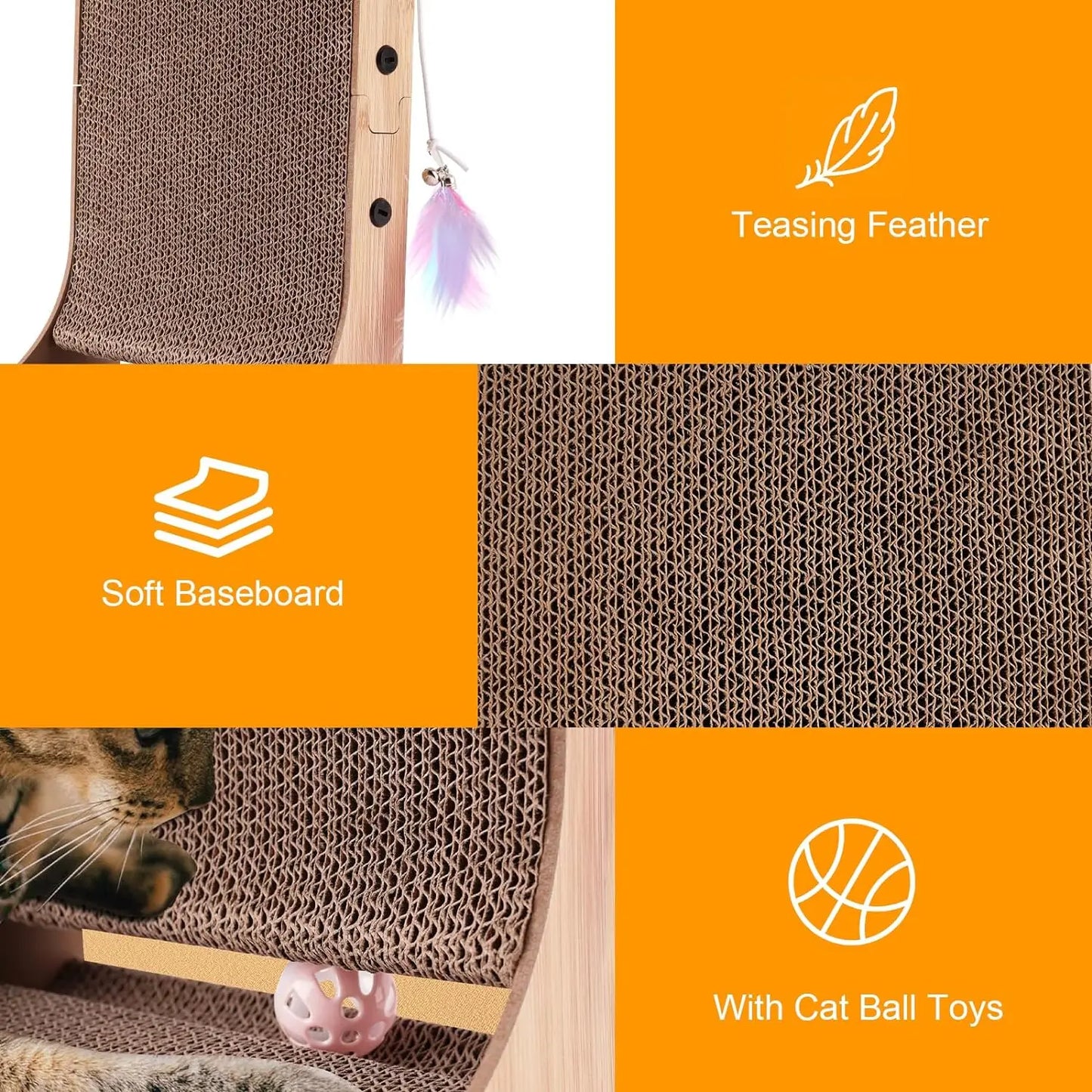L Shape Cat Scratcher, 23.6 Inch Cat Scratch Pad Indoor