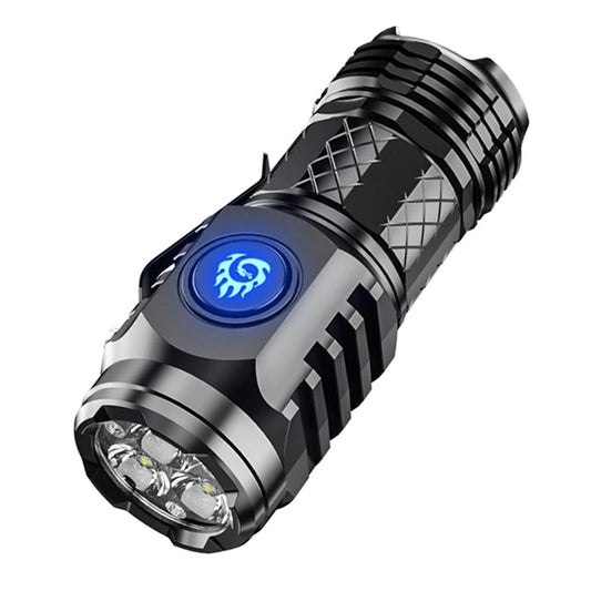 Three-Eyed Monster Super Power LED Flashlight Type-C Rechargeable Portable Outdoor Lighting Long-Range Powerful Flash Lights
