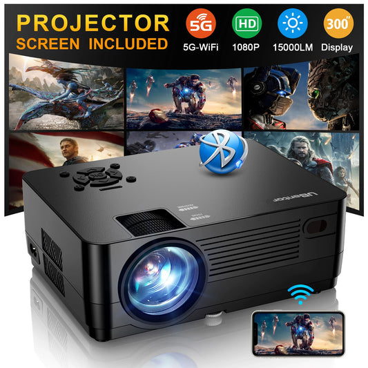 5G WiFi Native 1080P Projector 15000LM Full HD Home 4k