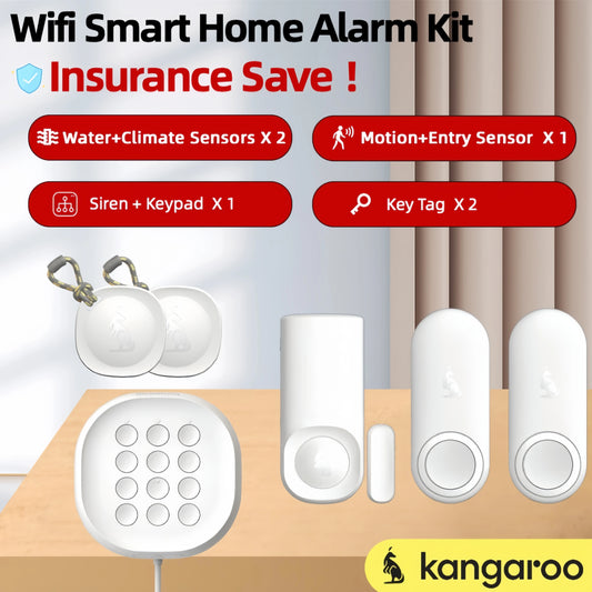 7 Ps Wifi Smart Home Alarm Kit with Water Leak and Motion Alerts