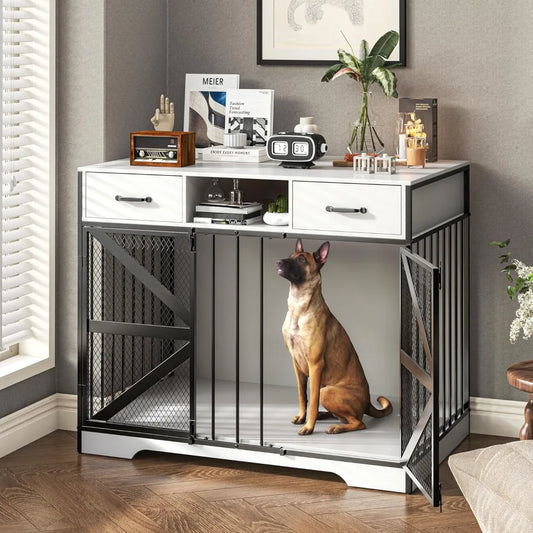 Dog Crate Furniture for Large Indoor Dogs with 2 Drawers