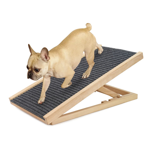 Pet Dog Ramp Ladder Natural Pine Wooden Lightweight Pet Supplies Folding Anti-skid Adjustable 2 Height Climbing Ladder