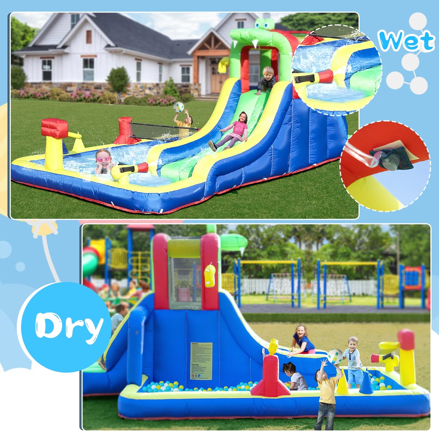 oxford Inflatable Crocodile Water Slide Inflatable pool children's playground inflatable slide