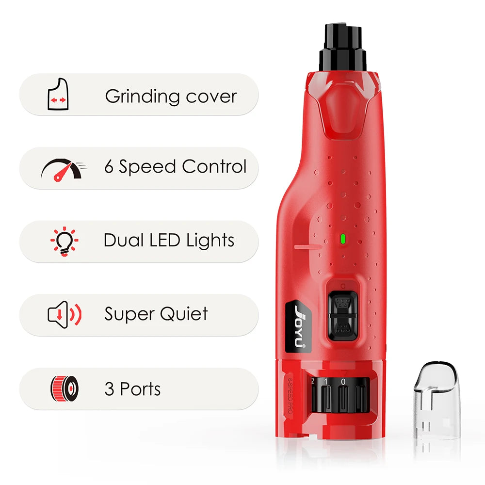 Dog Nail Grinder Dustproof with 2 LED Light Super Quiet 6-Speed Trimmer for Dogs