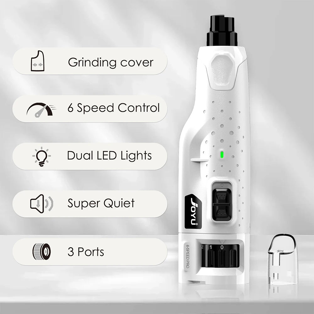 Dog Nail Grinder Dustproof with 2 LED Light Super Quiet 6-Speed Trimmer for Dogs