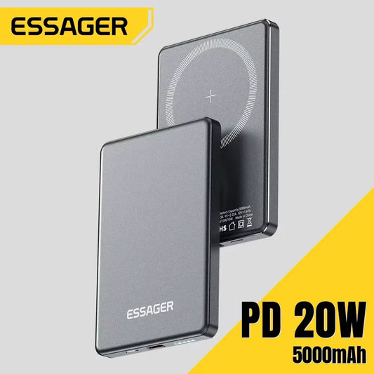 Essager Thin Wireless Power Bank Magnetic 20W 5000mAh Fast Charging