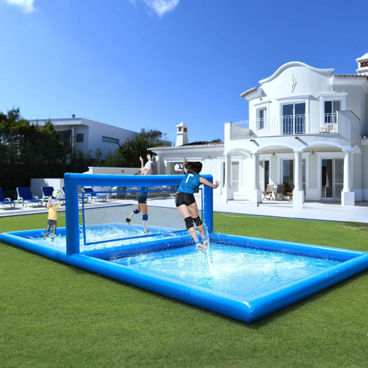 Inflatable Air-Inflated Family Fun: A Portable Outdoor Volleyball Court for Kids & Adults With 800W Air Blower 10x5x2.1m
