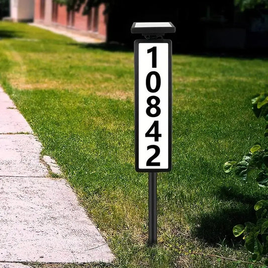 Solar Energy House Light With Rod, Solar Address Sign Lighted House Number with 2 Light Modes, Outdoor Waterproof Address Number