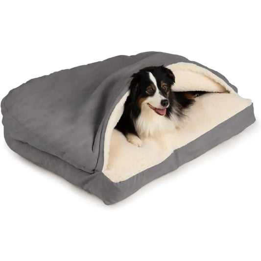 Cozy Cave Rectangle Dog Bed - Calming Burrow Bed for Dogs