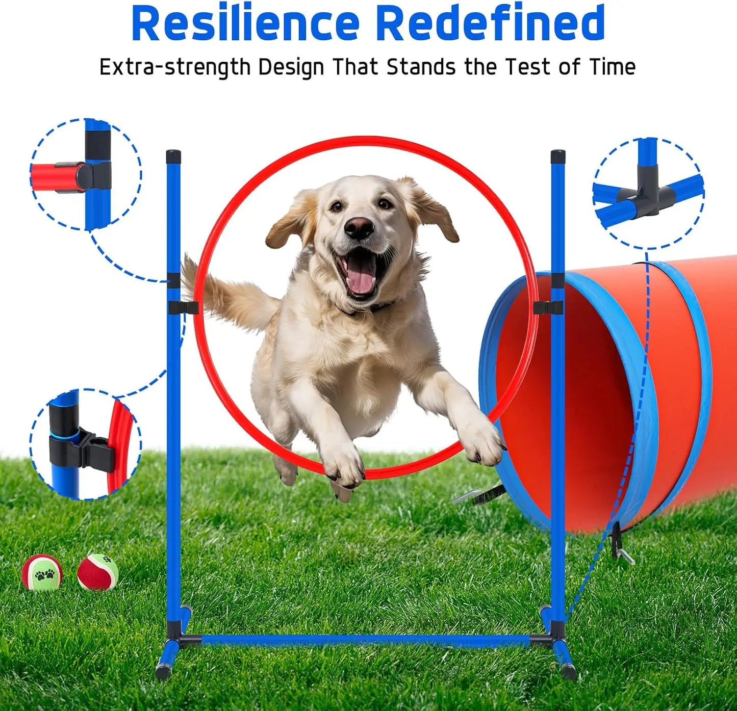 Dog Agility Course Backyard Set Dog Agility Equipment Obstacle Course Backyard Includes Adjustable High Hurdle,6 Weave Poles,