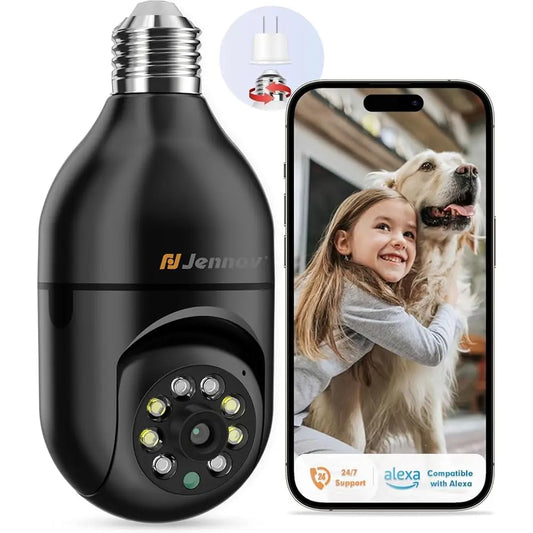 Jennov Light Bulb Security Camera 360 2k HD Wireless Indoor Outdoor