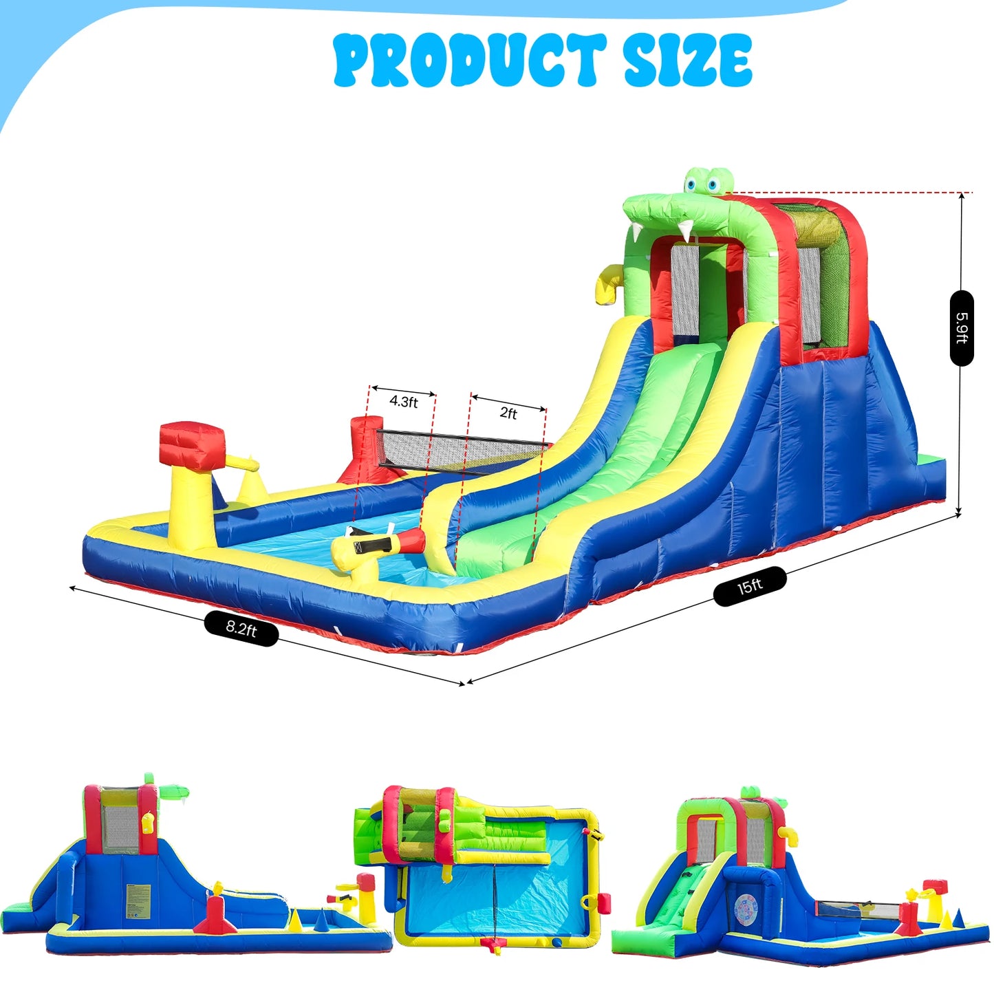 oxford Inflatable Crocodile Water Slide Inflatable pool children's playground inflatable slide