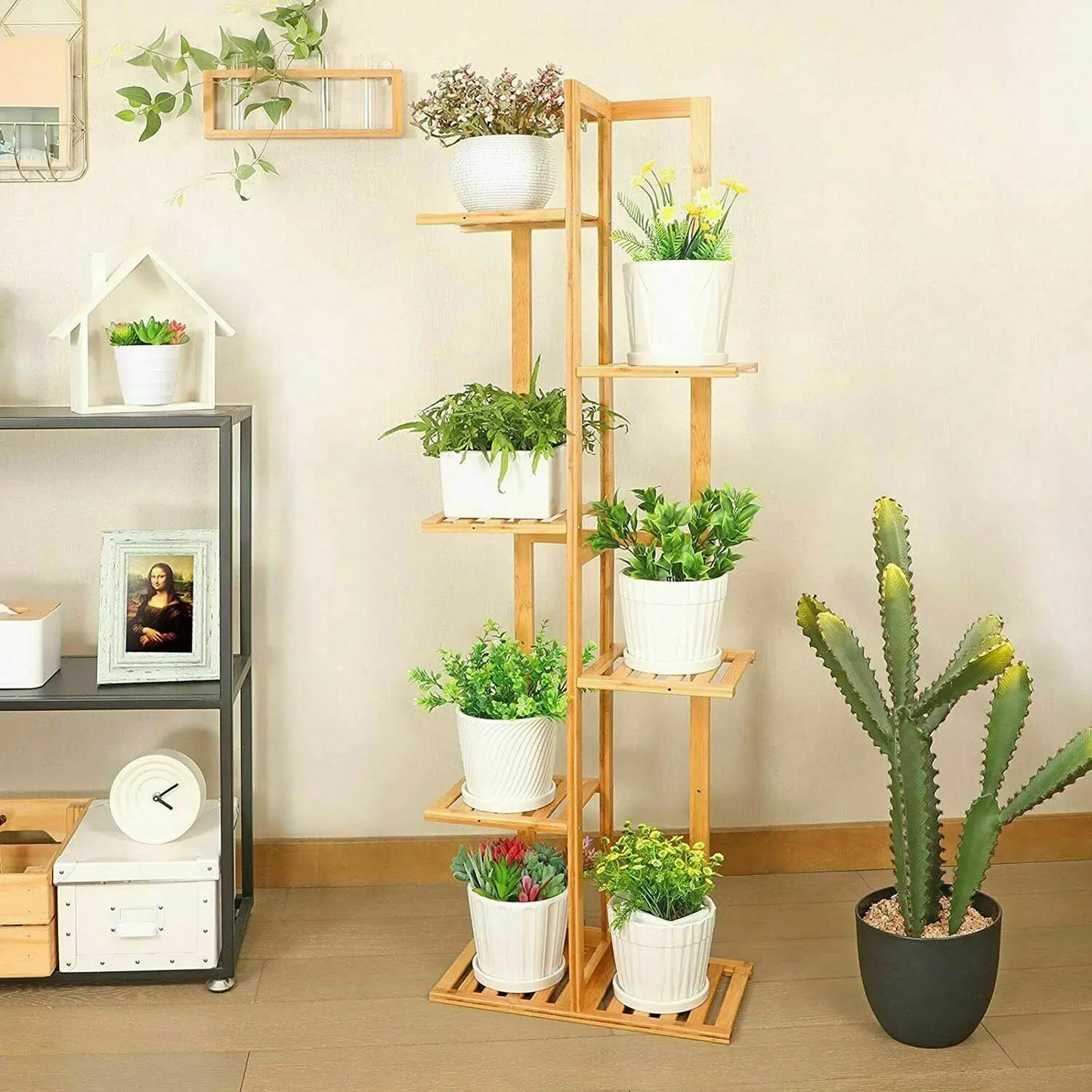 Bamboo 5 / 6 Tier Plant Stand Rack Multiple Flower Pot Holder