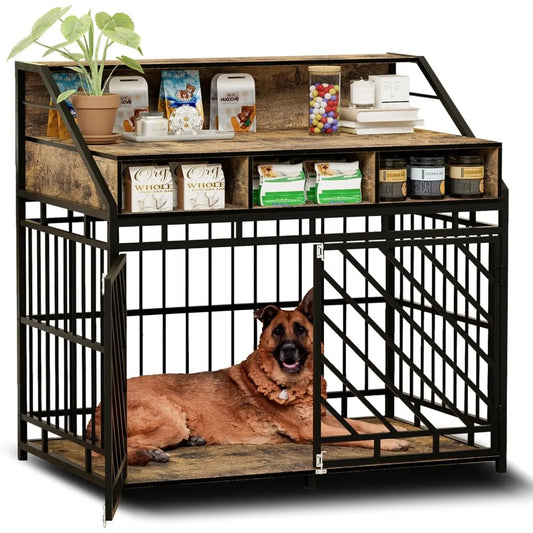43.3 Inch Dog Furniture Crate with Drawers for Large Dogs