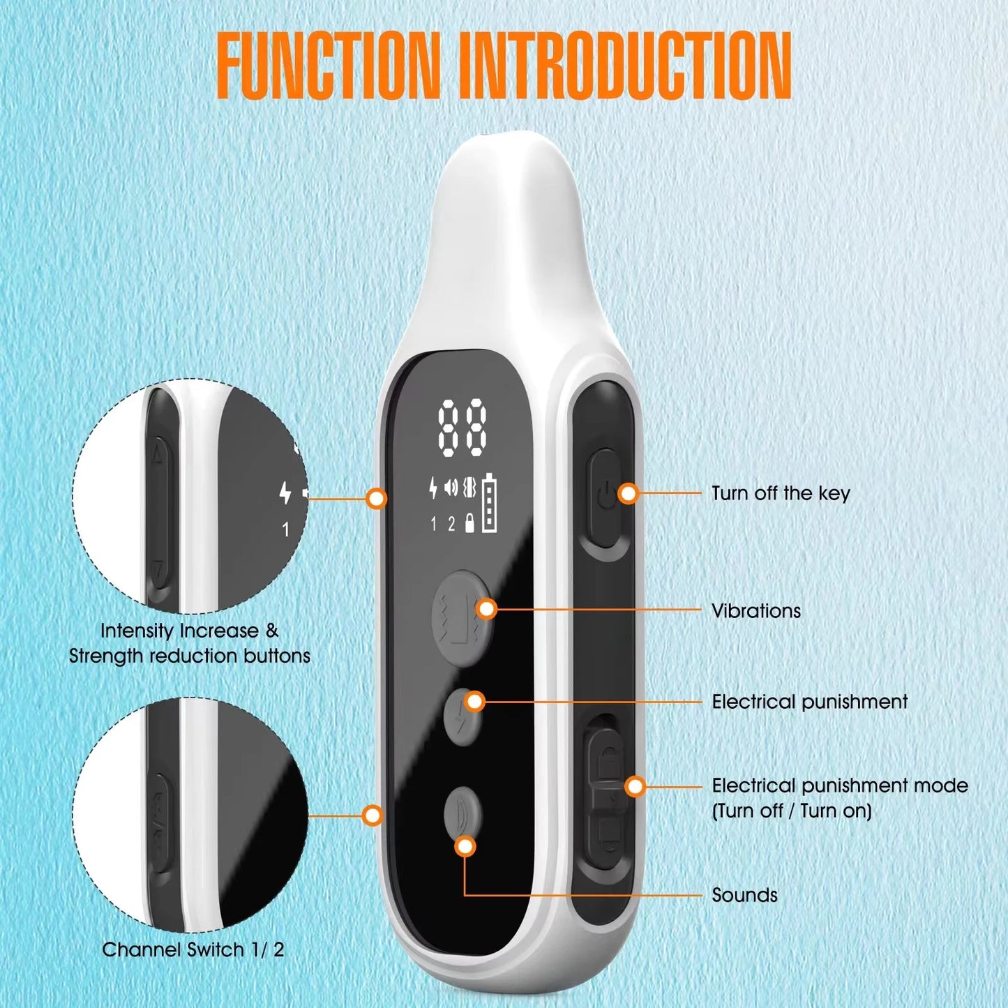 800m Digital Dog Training Collar Waterproof Rechargeable Remote Control Pet with LCD Display