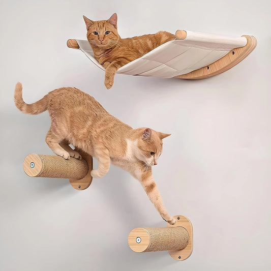 Cat Hammock Wall Mounted Cat Shelf With Two Steps For Cats
