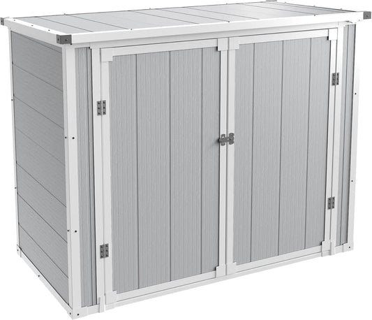41 Cu.Ft Horizontal Storage Shed Outdoor, Weatherproof Resin Storage Shed with Floor Thickened, Gas Spring, Lockable Doors