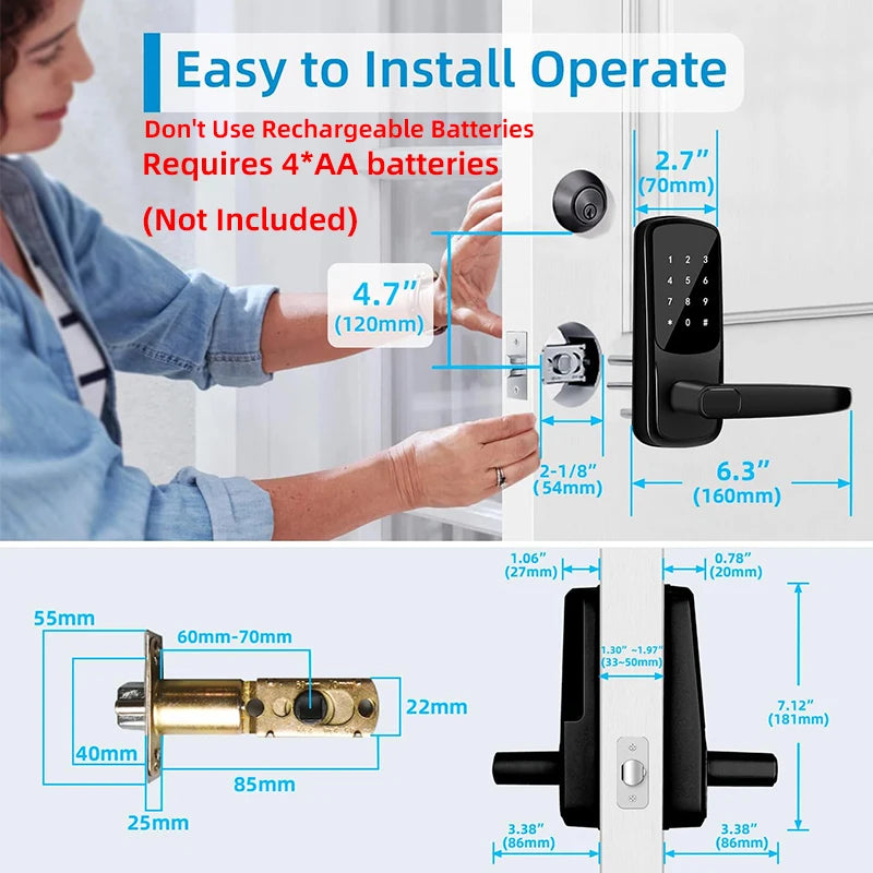 CIEPOJIT Smart Lock 5 In 1 Door Lock Biometric Control