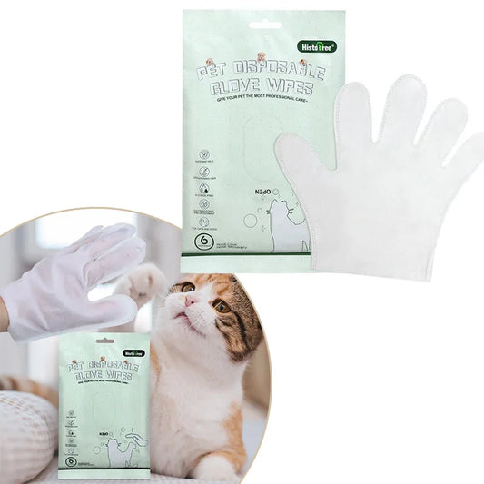 6pcs Pet Body Wipes No Rinse Cleaning Gloves Cat and Dog Grooming Mild Deodorizing Wipes Special Cleaning and Beauty Supplies