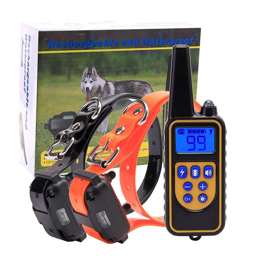 Dog training collar for two TPU Remote Control Waterproof Rechargeable Shock Training Collar Electronic LCD screen