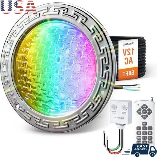 12V AC Pool Lights Color Changing LED Underwater Light with Remote Control 10 Inch Waterproof Durable Inground Pools