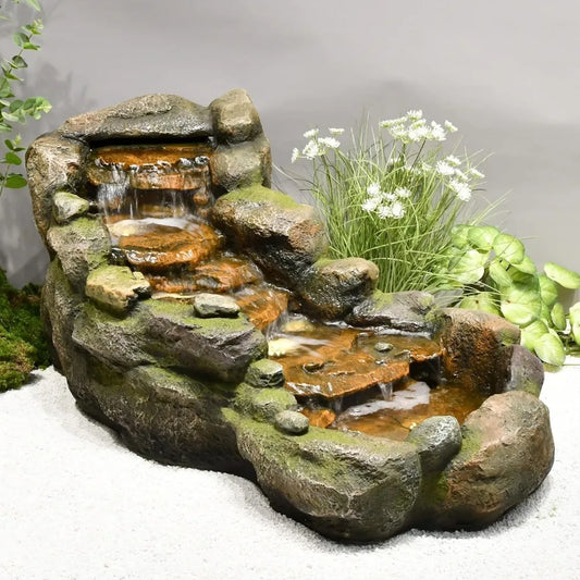 42.1 "L floor standing outdoor fountain with LED lights and pump, suitable for garden, home art decoration, outdoor fountain