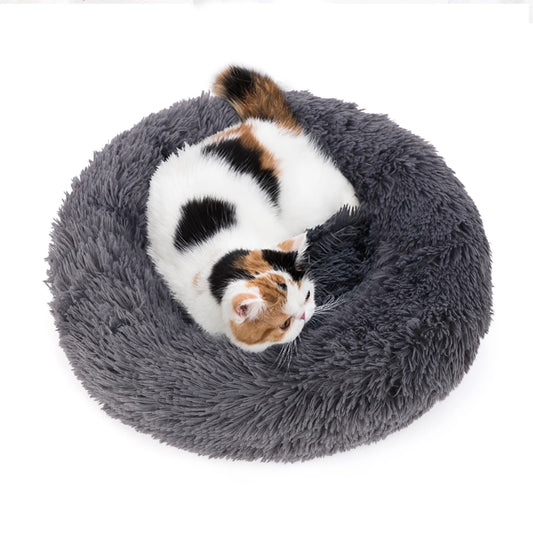40-100cm Fluffy Pets Large Round Dog Bed Super Warm Soft Cat House