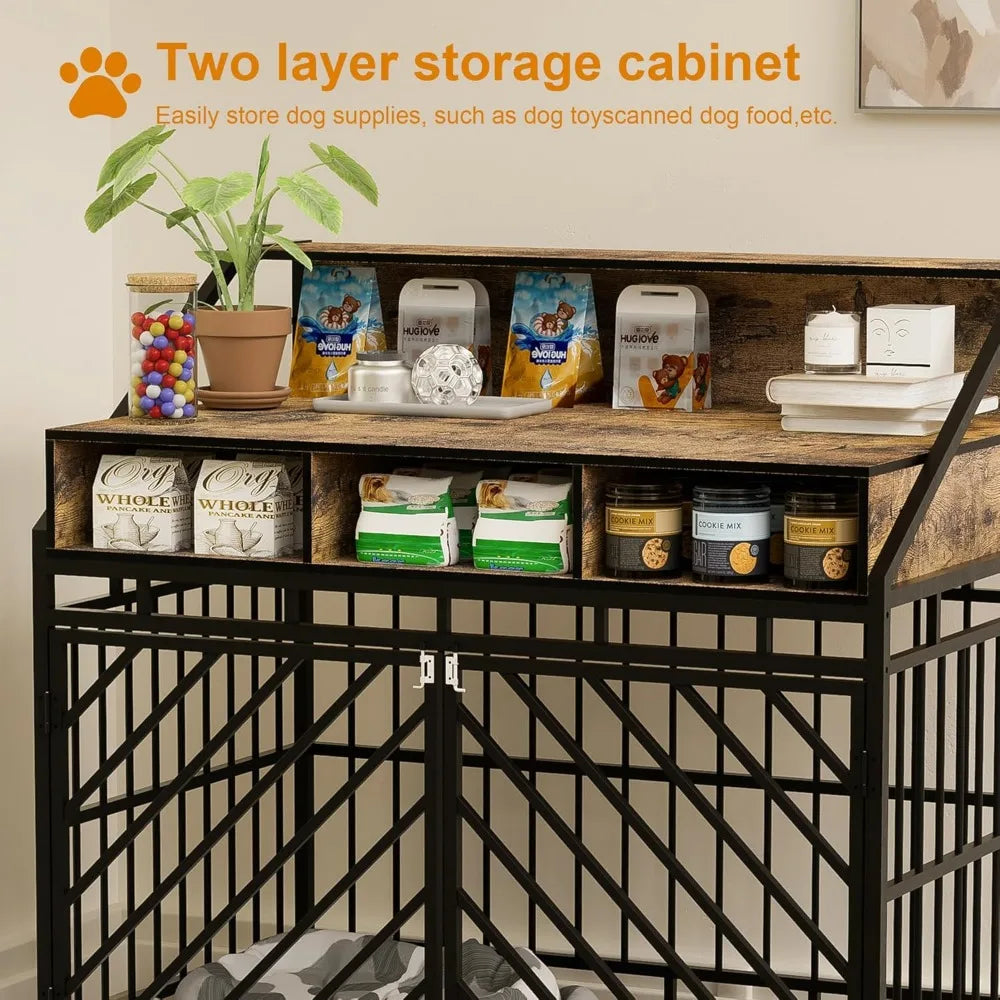 43.3 Inch Dog Furniture Crate with Drawers for Large Dogs