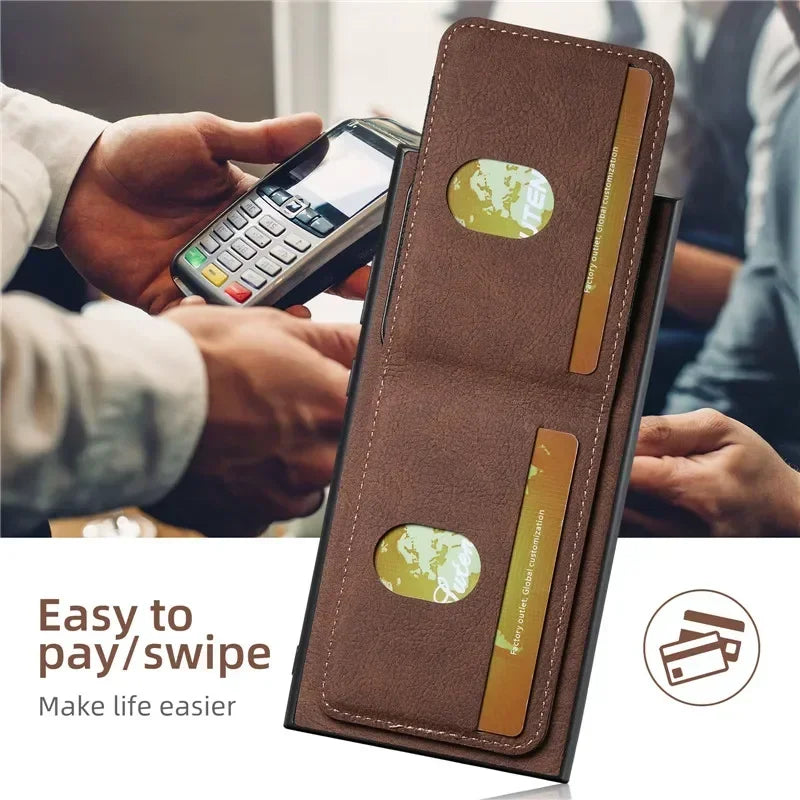 Luxury Shockproof Leather Wallet Flip Phone Case For Samsung S24 S23 S22Ultra Plus Magnetic Cover For Galaxy Note20 Ultra