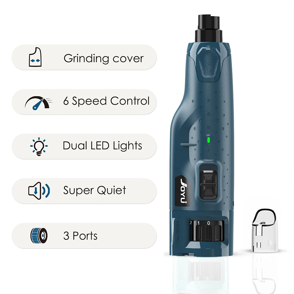 Dog Nail Grinder Dustproof with 2 LED Light Super Quiet 6-Speed Trimmer for Dogs