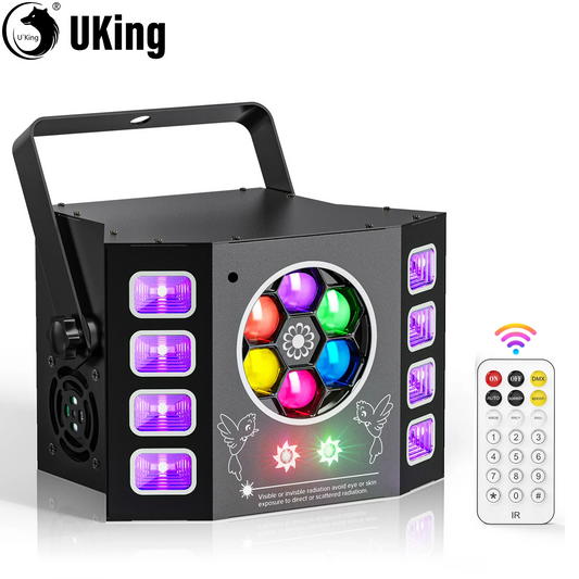 U'King Dj Lights With Remote Control 100W Bee Eye Light UV Strobe Stage Light DMX512 Sound Activated Rave Light For Disco Party