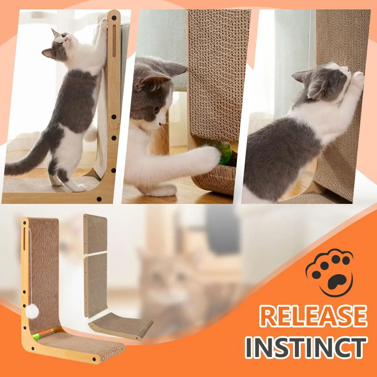 L Shape Cat Scratcher, 23.6 Inch Cat Scratch Pad Indoor