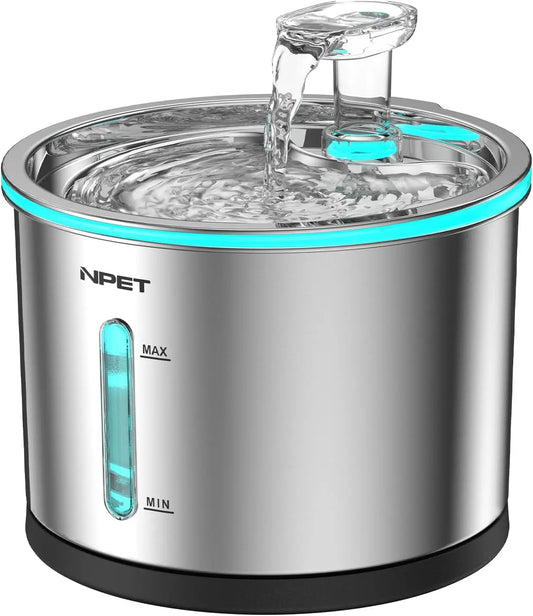 NPET Cat Water Fountain Stainless Steel 50oz Dishwasher Safe