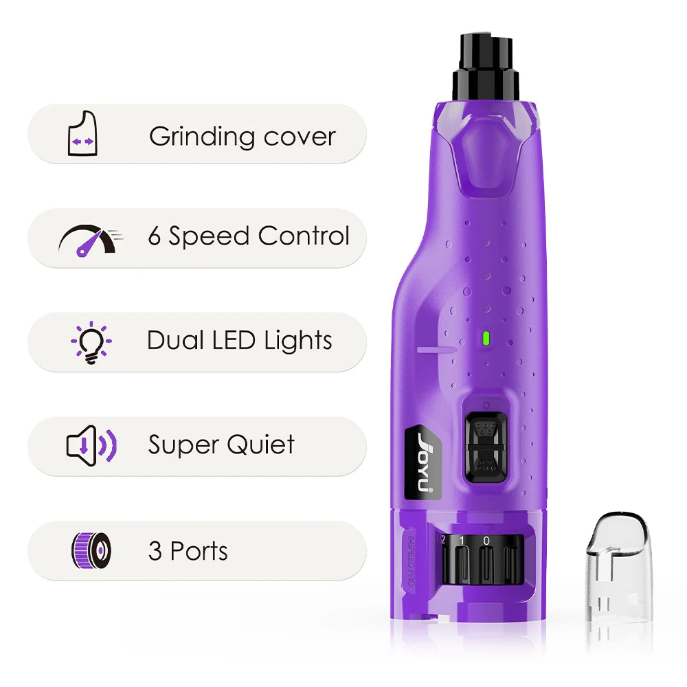 Dog Nail Grinder Dustproof with 2 LED Light Super Quiet 6-Speed Trimmer for Dogs