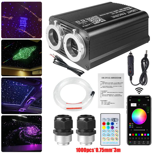 32W Twinkle RGBW Double Head Fiber Optic Light Starry Sky Car Star Ceiling Light Star Roof Atmosphere Car Home Decoration
