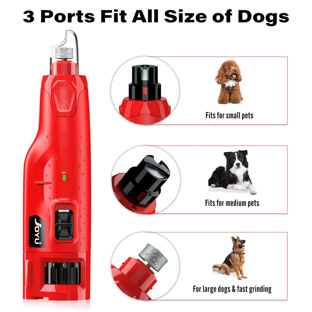 Dog Nail Grinder Dustproof with 2 LED Light Super Quiet 6-Speed Trimmer for Dogs