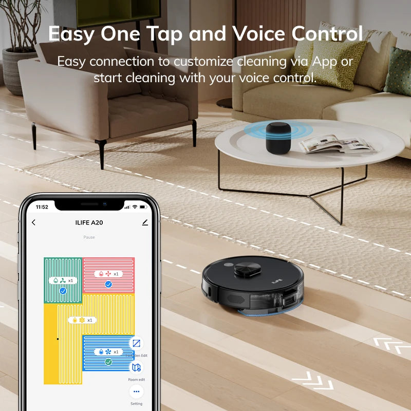 ILIFE A20 Robot Vacuum and Mop Combo with LiDAR Navigation